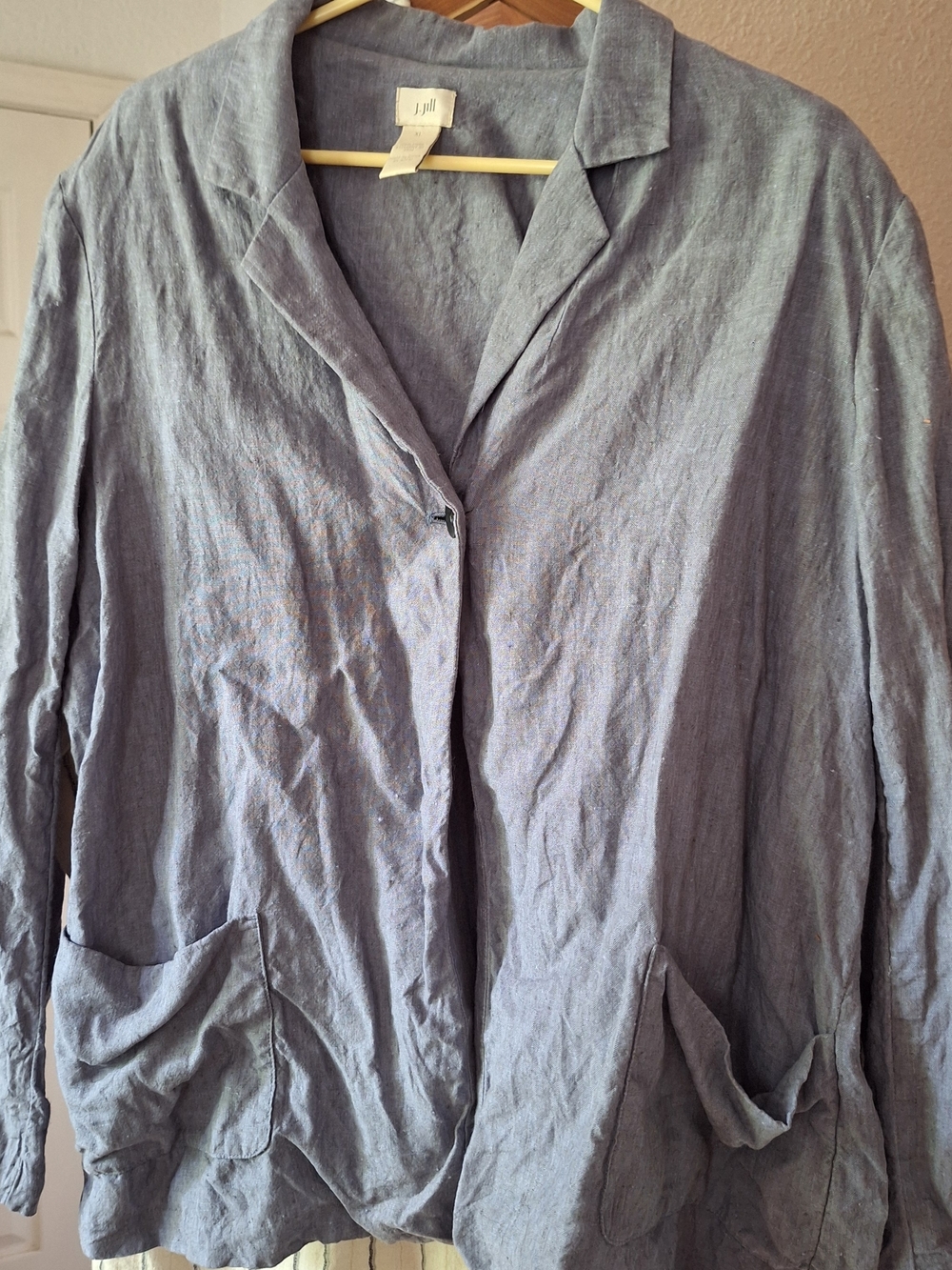 J. Jill Slate Blue Linen Jacket